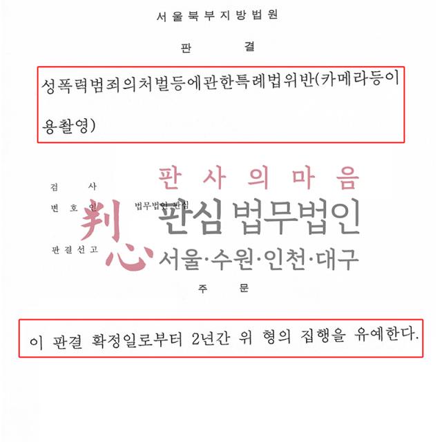 [집행유예] 카메라등이용촬영죄 | 사진 스튜디오 탈의실 촬영미수 사건, 양형자료 제출로 집행유예 선고